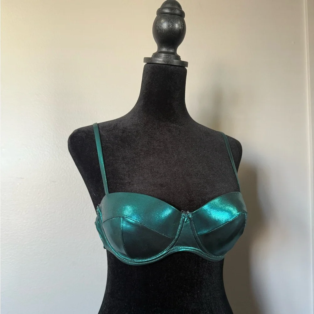 Metallic Emerald Bikini Top - Picture 3 of 4